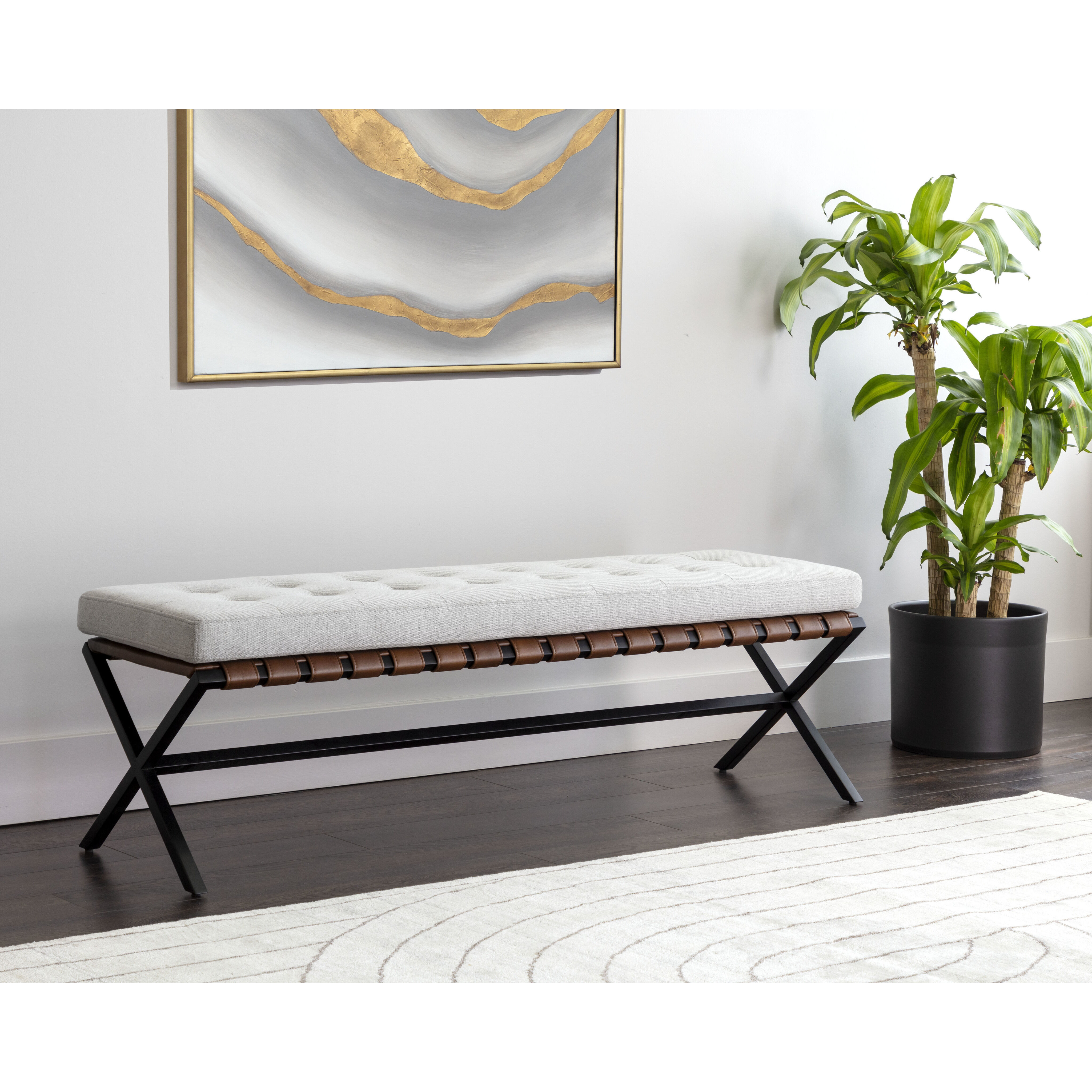 Kenji Black / Mina Light Grey Bench, Small